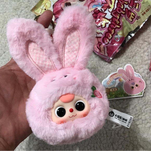 Baby Three Tiny Animal Plush Pendant Blind Box Toy Mochi Pink Bunny - Picture 5 of 16